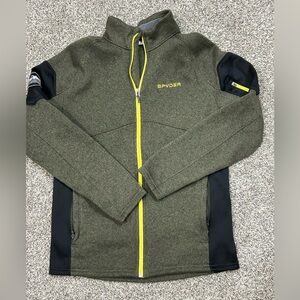 Spyder Men’s Olive and Black Full Zip Sweater/Woven Jacket size M